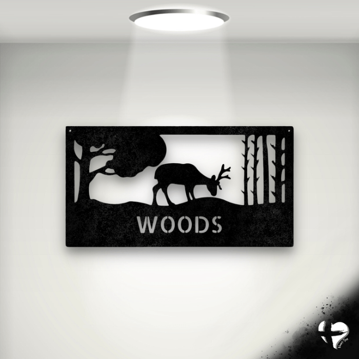 Grazing Deer Family Name Sign Custom Black 12" 