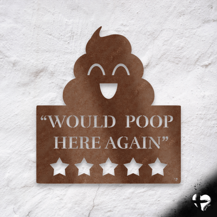 Would Poop Here Again Bathroom Art Wall Art Bronze 12 Inch 
