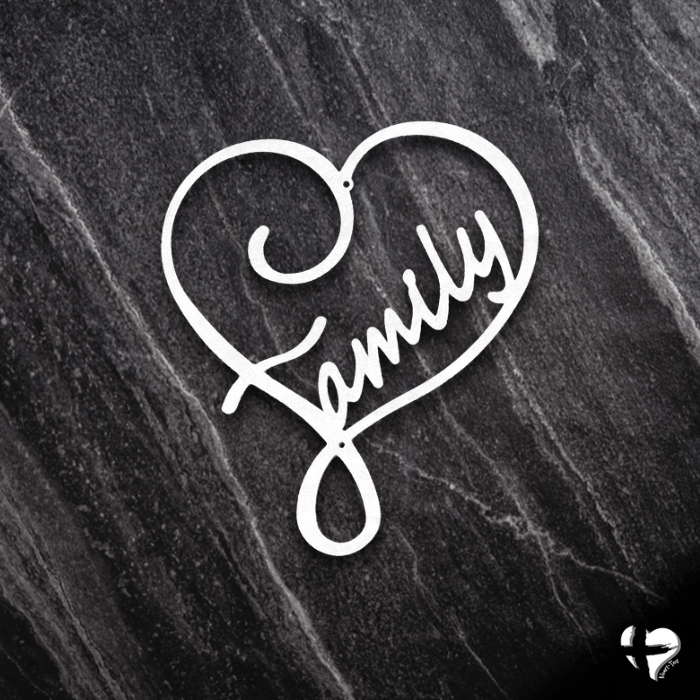Family Love - Steel Sign Custom White 12" 