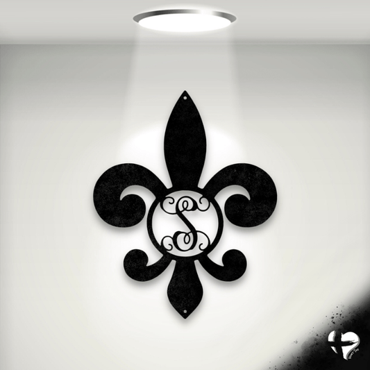 Personalized Fleur De Lis Sign Wall Art Black 12" 