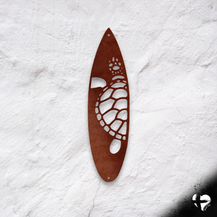Sea Turtle Surf Board Wall Art custom Copper 12" 