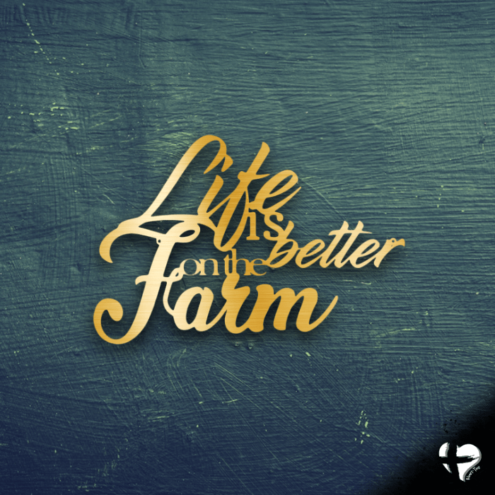 Life is Better on the Farm Quote Wall Art Wall Art Gold 12" 