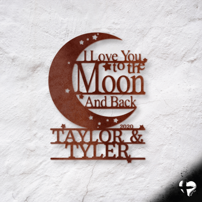 Love You To The Moon Custom Name Sign Custom Copper 12" 
