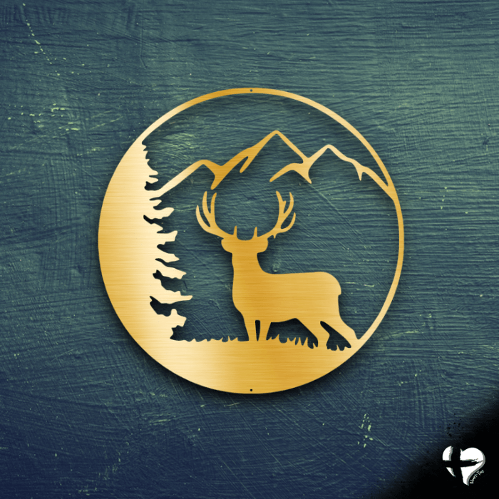 Graceful Deer In Nature Sign Custom Gold 12" 