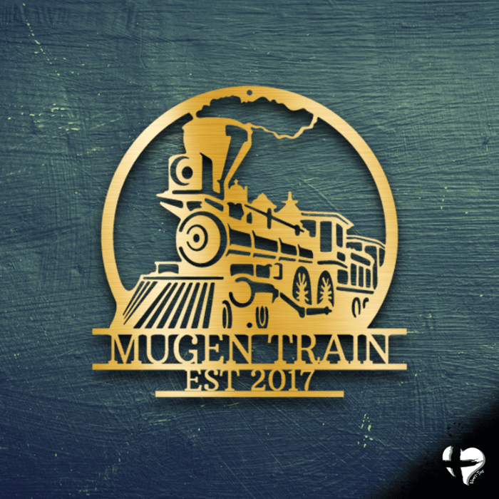 Old Fashion Steam Engine Train Monogram Custom Gold 12" 