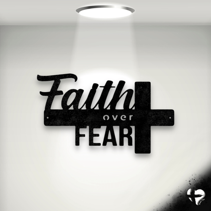 Faith Over Fear Metal Wall Art Custom Black 12" 