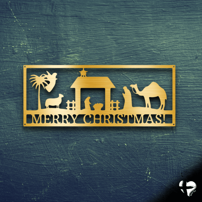 Personalized Nativity Sign Wall Art Gold 12" 