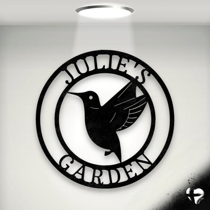 Hummingbird Metal Garden Art Custom Black 12" 