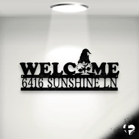 Welcome Gnome Monogram - Steel Sign Custom Black 12" 