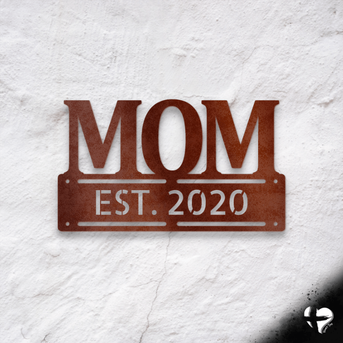 Mom Established Date Wall Sign Custom Copper 12" 