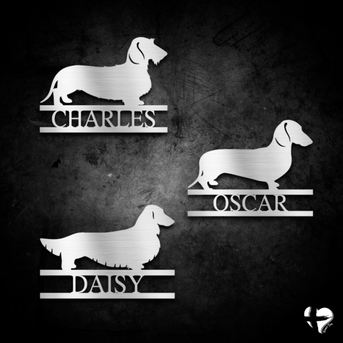 Personalized Dachshund Gift Metal Sign Custom Silver 12" 