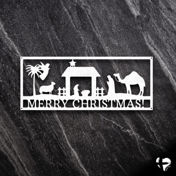 Personalized Nativity Sign Wall Art White 12" 