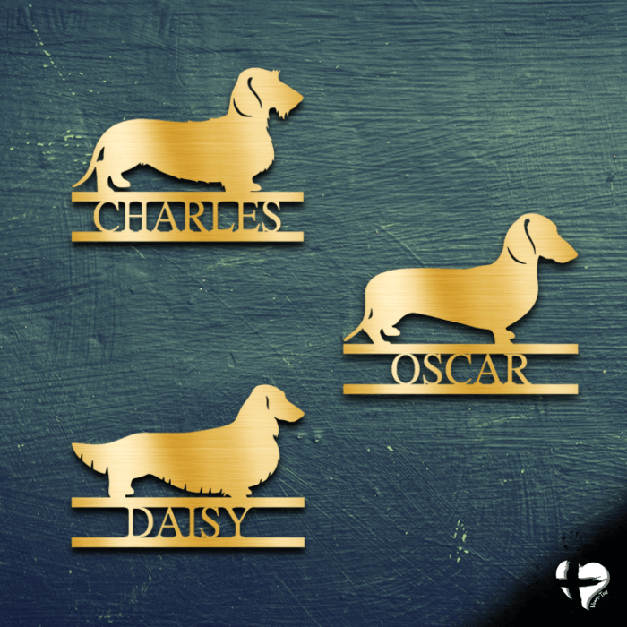 Personalized Dachshund Gift Metal Sign Custom Gold 12" 