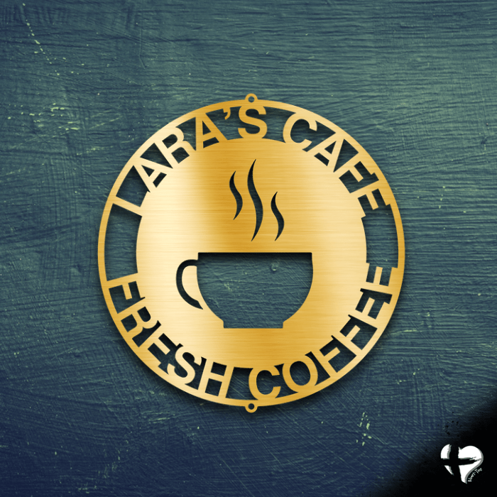 Coffee Haze Metal Sign Custom Gold 12" 
