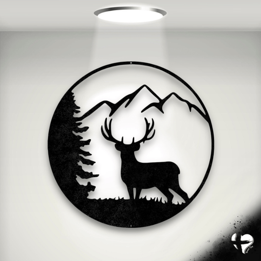 Graceful Deer In Nature Sign Custom Black 12" 