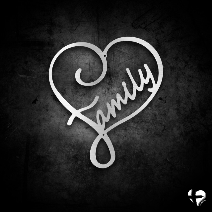 Family Love - Steel Sign Custom Silver 12" 