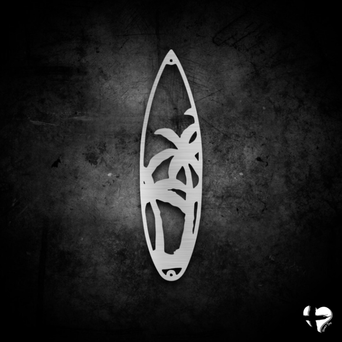 Palm Trees Surfboard Sign custom Silver 12" 