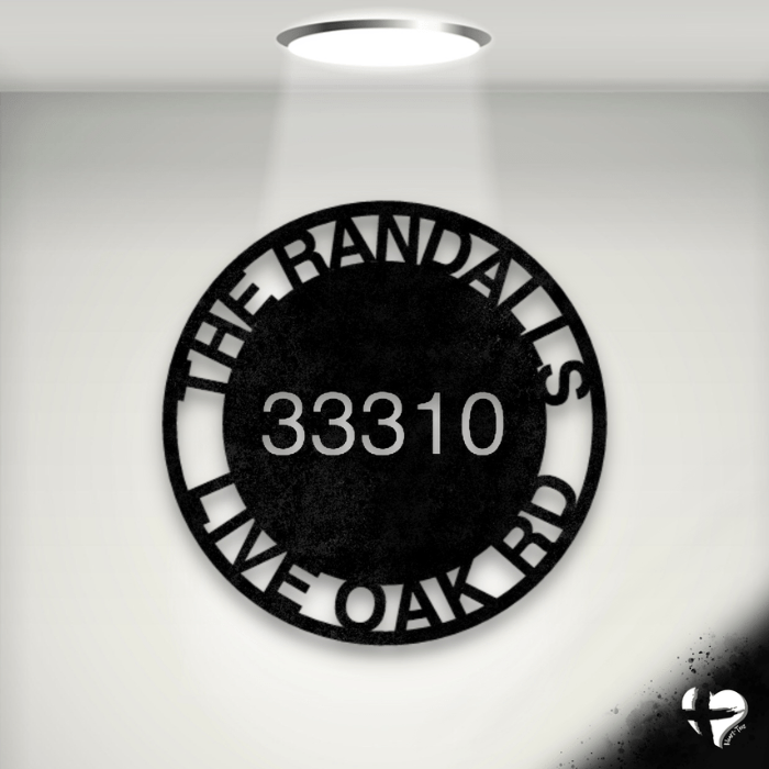 House Numbers Circle Metal Address Sign custom Black 12" 