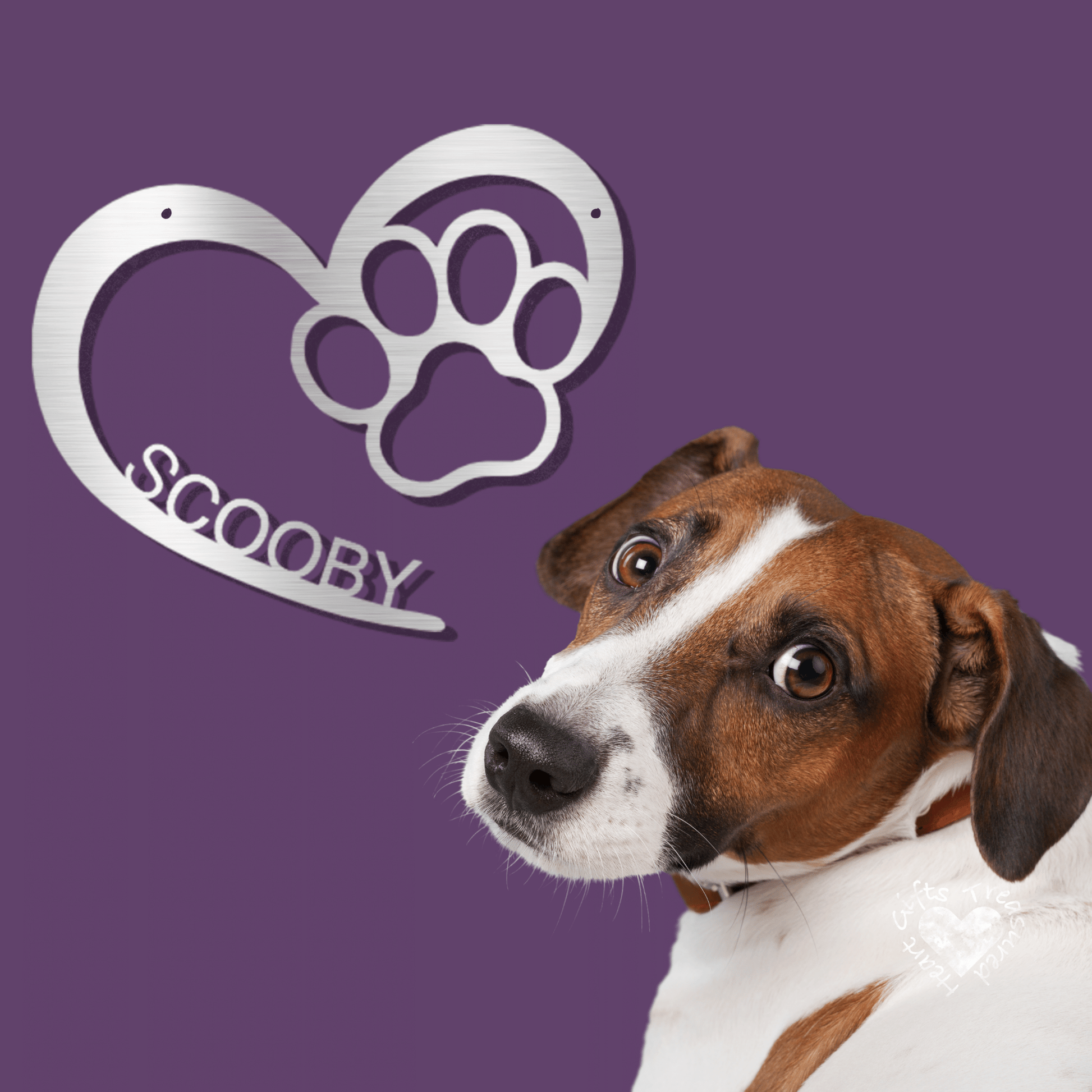Puppy Love Dog Decor, Personalized Paw Sign With Pet Name custom Silver 12" 