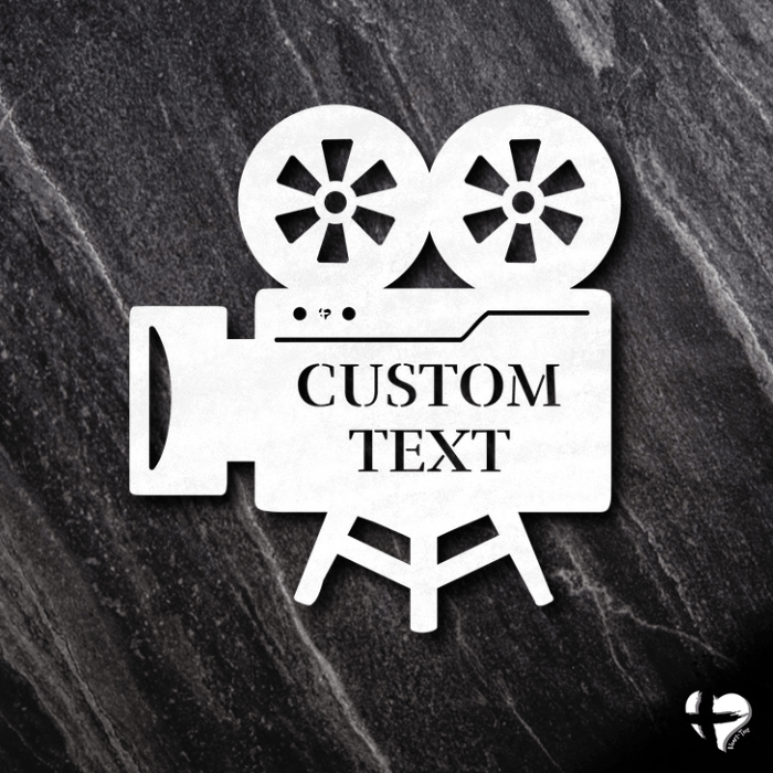 Movie Theatre Sign | Customizable Movie Camera Wall Art White Size 12 