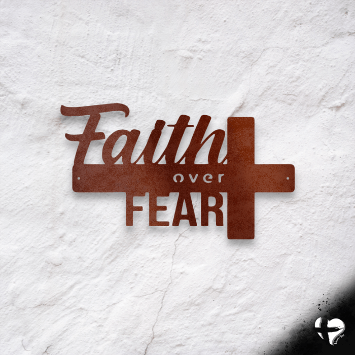 Faith Over Fear Metal Wall Art Custom Copper 12" 