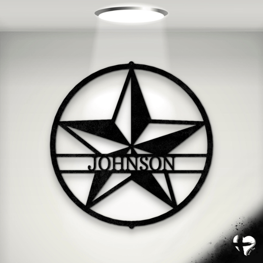 Texas Star Custom Metal Sign Custom Black 12" 