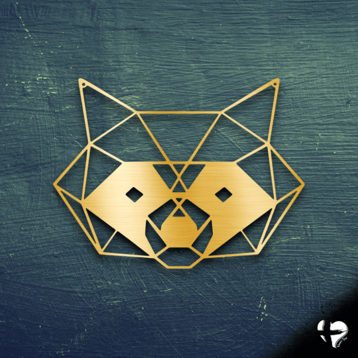 Geometric Raccoon Wall Decor custom Gold 12" 