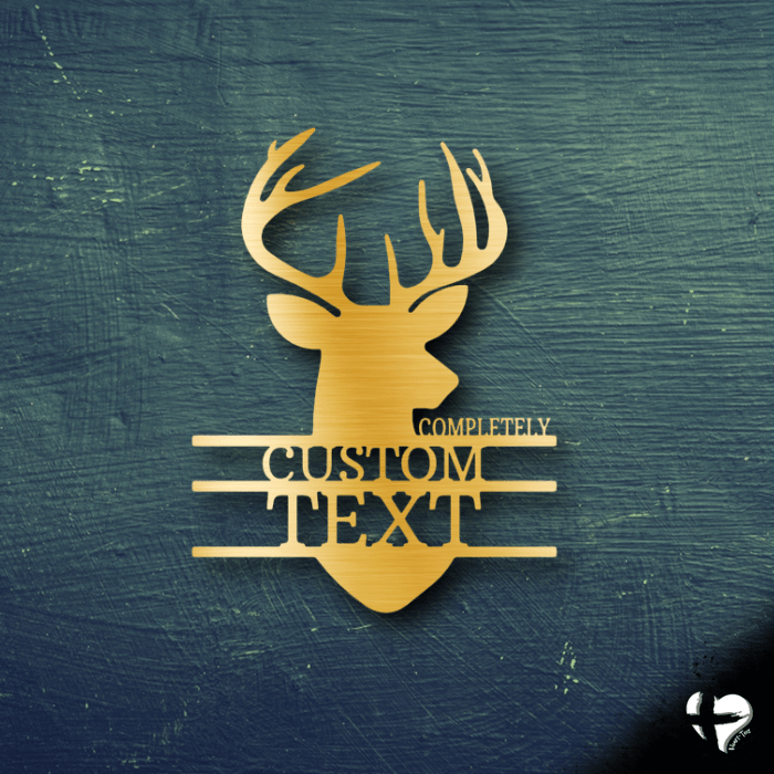 Deer Head Customizable Sign Custom Gold 12" 