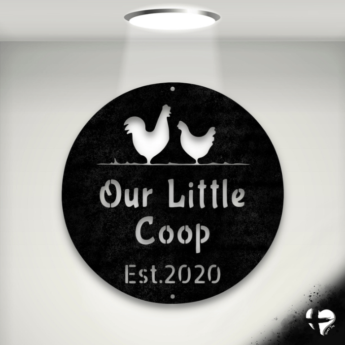 Chicken Coop - Steel Sign custom Black 12" 