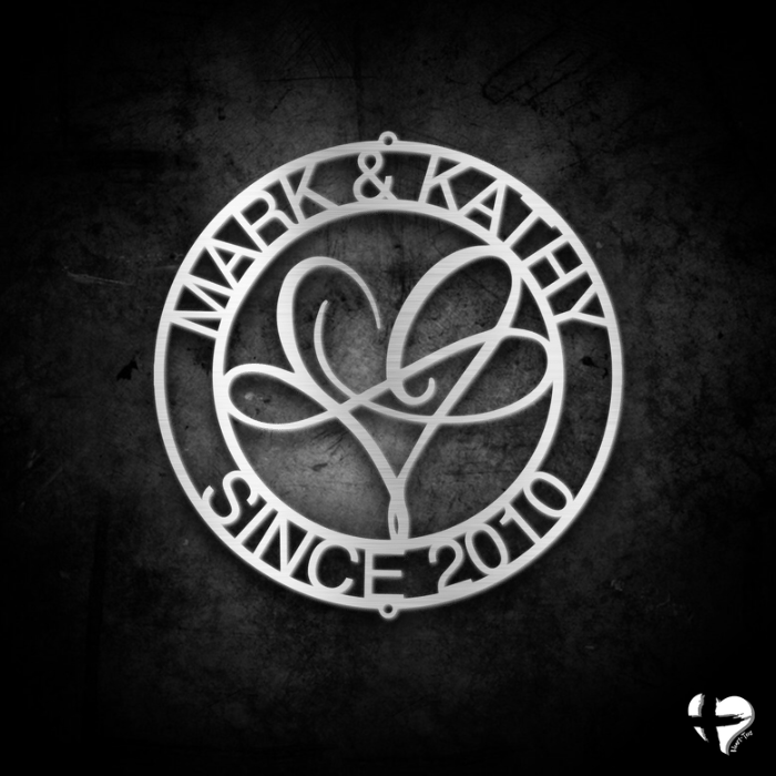 Infinite Love Monogram Steel Sign Custom Silver 12" 