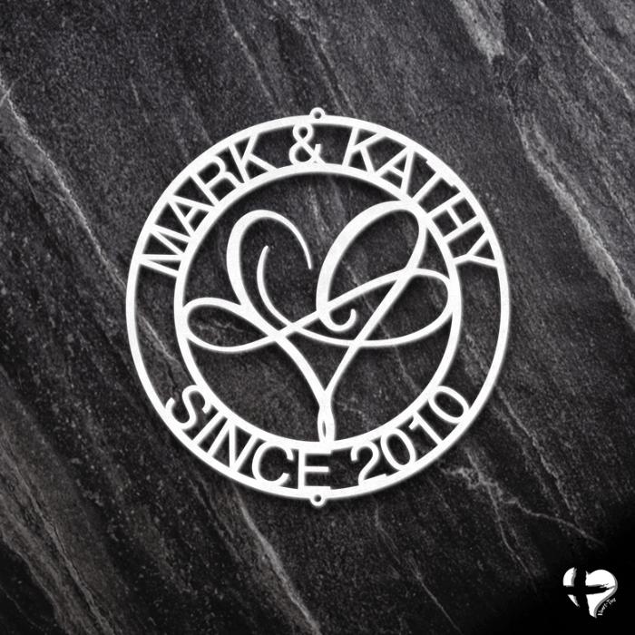 Infinite Love Monogram Steel Sign Custom White 12" 