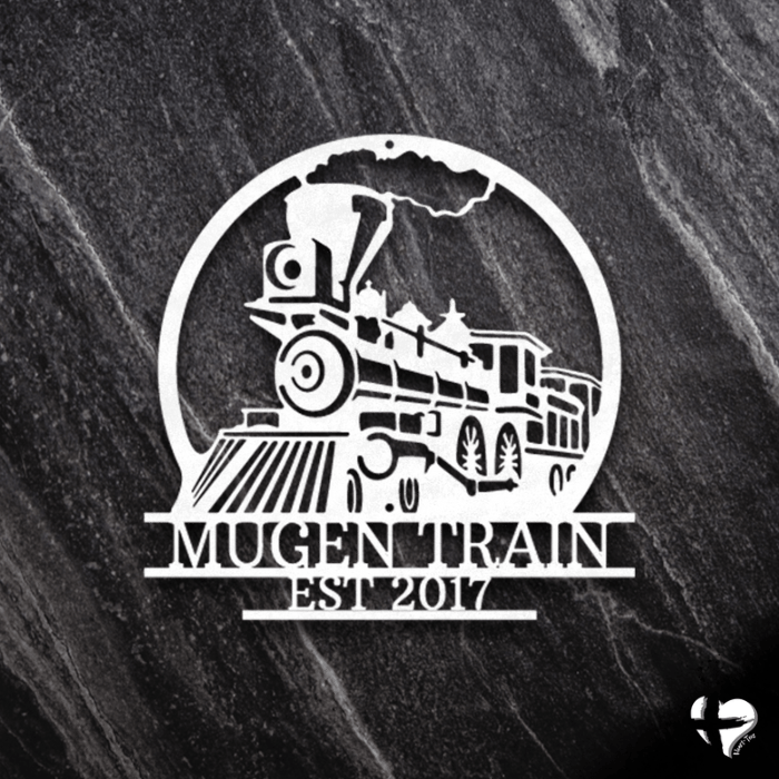 Old Fashion Steam Engine Train Monogram Custom White 12" 