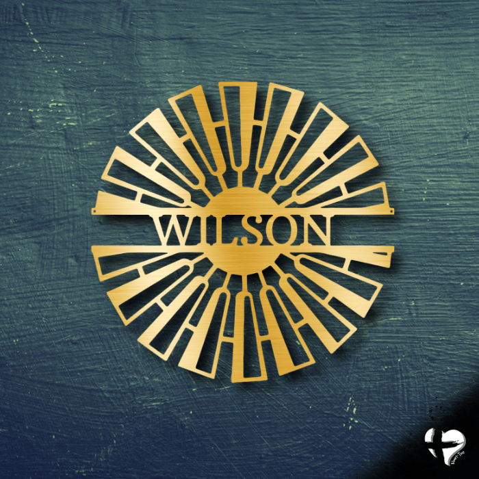 Personalized Windmill Laser Cut Metal Sign Custom Gold 12" 