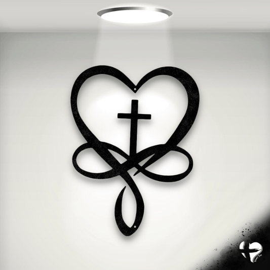 Infinity Heart With Cross Sign Custom Black 12" 