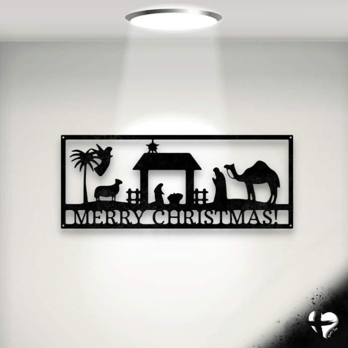 Personalized Nativity Sign Wall Art Black 12" 