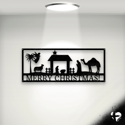 Personalized Nativity Sign Wall Art Black 12" 