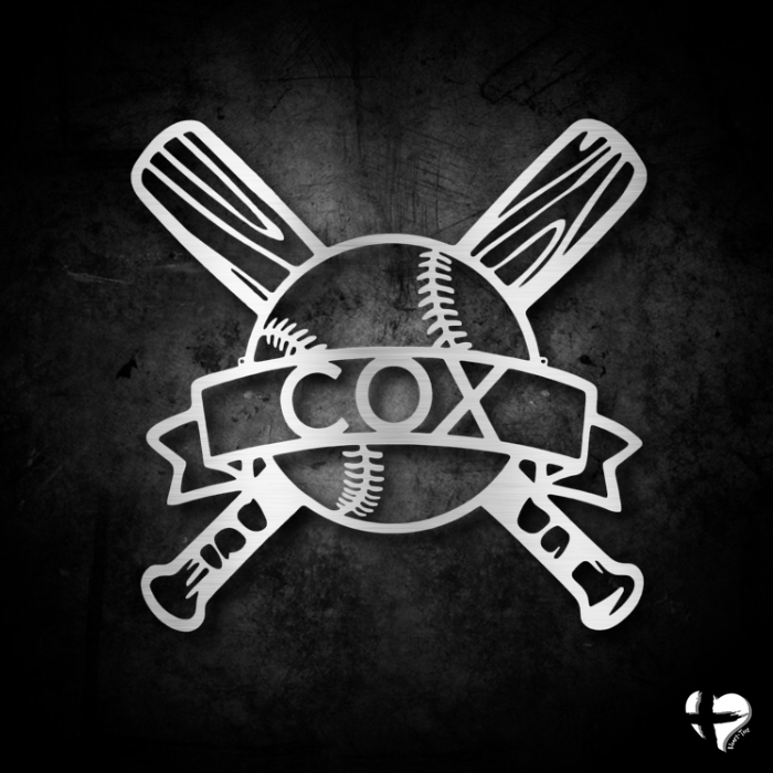 Baseball Monogram - Metal Sign Custom Silver 12" 