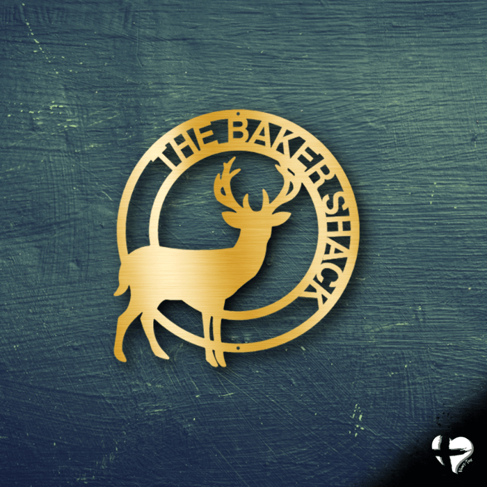 Personalized Stag Head Metal Deer Sign Custom Gold 12" 