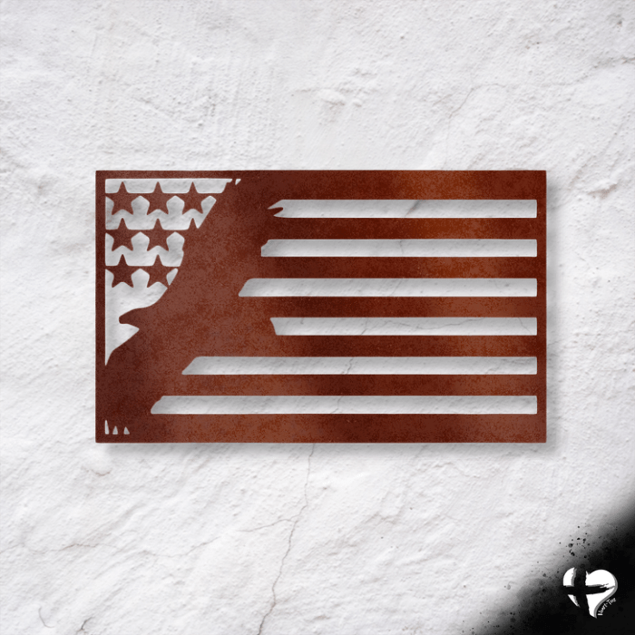 USA Eagle Flag Sign Stock Copper 12" 
