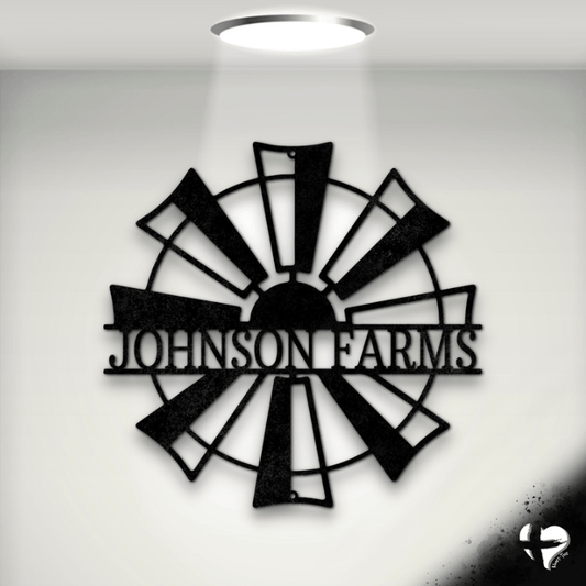 Windmill Monogram - Steel Sign Custom Black 12" 