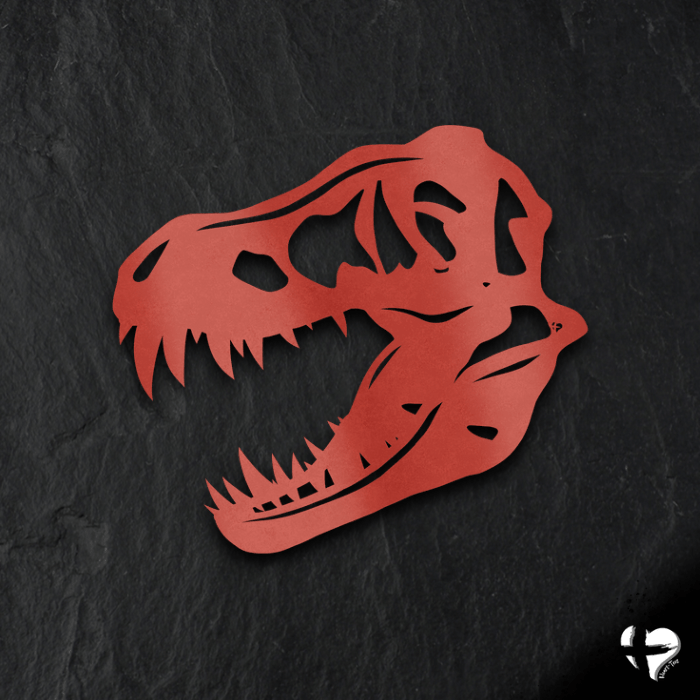 T-Rex Skull Metal Art 2.0 Wall Art Red 12 Inch 