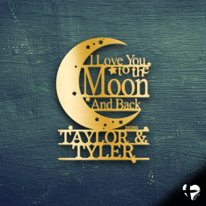 Love You To The Moon Custom Name Sign Custom Gold 12" 