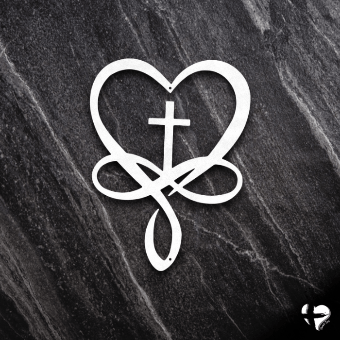 Infinity Heart With Cross Sign Custom White 12" 
