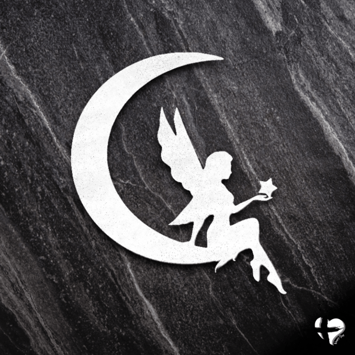 Fairy Moon Metal Wall Art Custom White 12" 