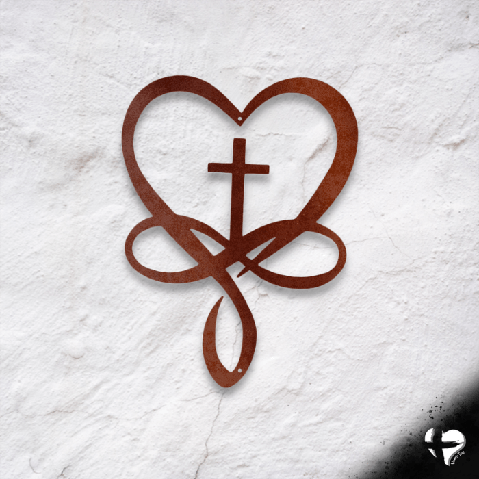 Infinity Heart With Cross Sign Custom Copper 12" 