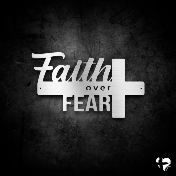 Faith Over Fear Metal Wall Art Custom Silver 12" 