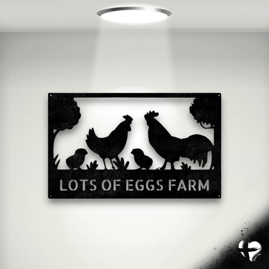 Hen House Monogram - Steel Sign Black 12" 