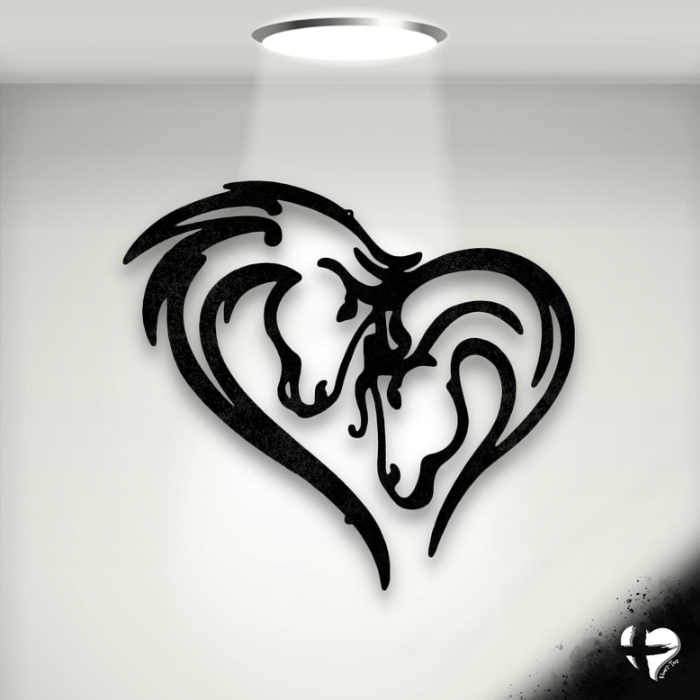Horse Design Laser Cut Metal Sign Custom Black 12" 