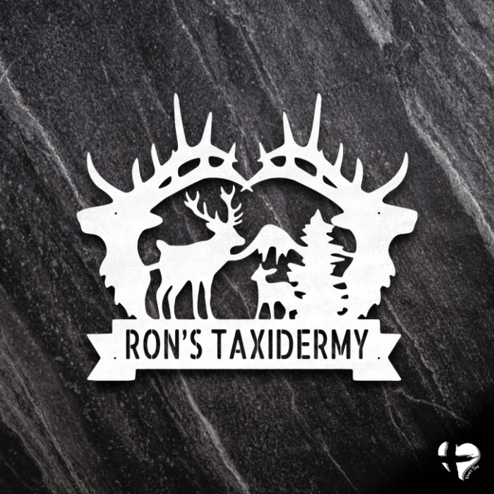 Antler Nature Sign With Deer Custom White 12" 