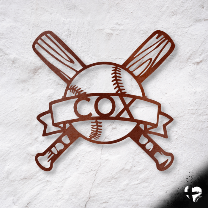 Baseball Monogram - Metal Sign Custom Copper 12" 